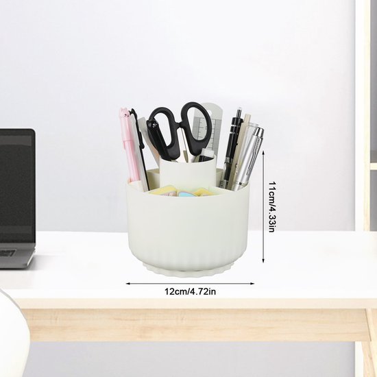 Unyqoos® Draaibare witte bureau-organizer met vijf ruime vakken voor pennen en meer Unyqoos® Draaibare witte bureau-organizer met vijf ruime vakken voor pennen en meer