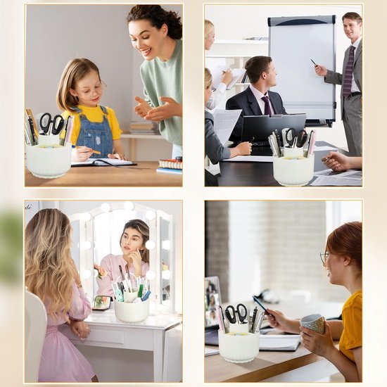 Unyqoos® Draaibare witte bureau-organizer met vijf ruime vakken voor pennen en meer Unyqoos® Draaibare witte bureau-organizer met vijf ruime vakken voor pennen en meer