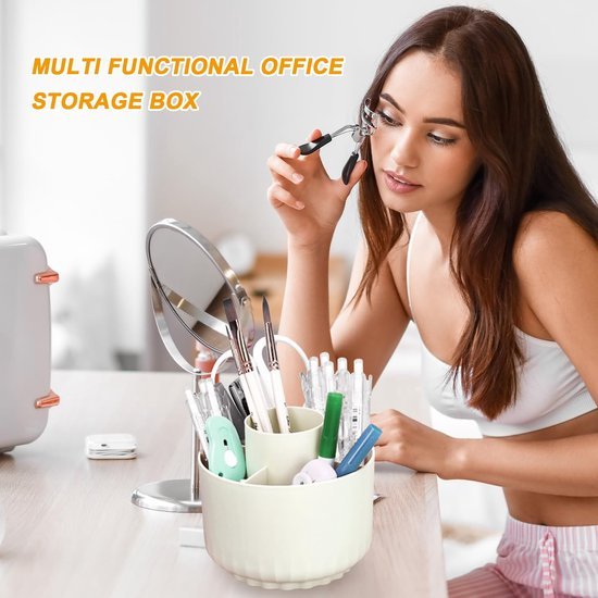 Unyqoos® Draaibare witte bureau-organizer met vijf ruime vakken voor pennen en meer Unyqoos® Draaibare witte bureau-organizer met vijf ruime vakken voor pennen en meer