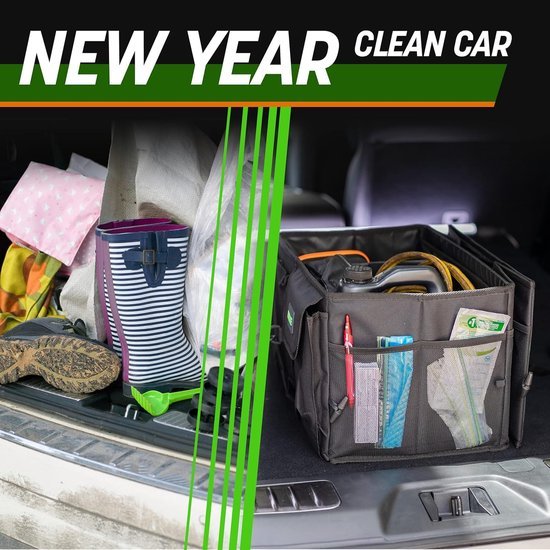 Ibenzoa® Ruime en stevige opvouwbare autotas met meerdere vakken en spanbanden Ibenzoa® Ruime en stevige opvouwbare autotas met meerdere vakken en spanbanden