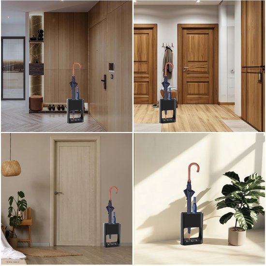 Unyqoos® Stijlvolle en functionele parapluhouder met vier vakken en lekbak