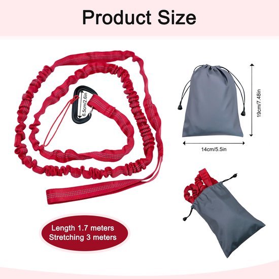 Unyqoos® Elastisch fietstrekkoord voor kinderen, 3 meter rekbaar voor comfortabele fietstochten