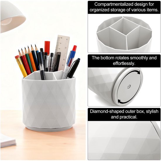 Unyqoos® Draaibare pennenhouder met vijf vakken voor thuis, kantoor en school Unyqoos® Draaibare pennenhouder met vijf vakken voor thuis, kantoor en school