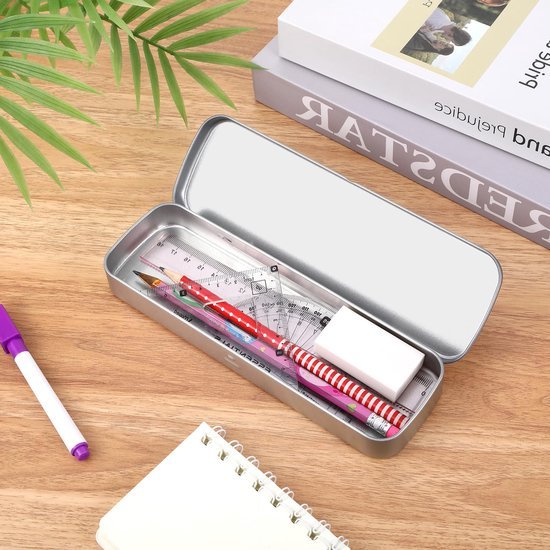 Unyqoos® Metalen opbergdoos met deksel voor pennen en meer voor kantoor en school Unyqoos® Metalen opbergdoos met deksel voor pennen en meer voor kantoor en school