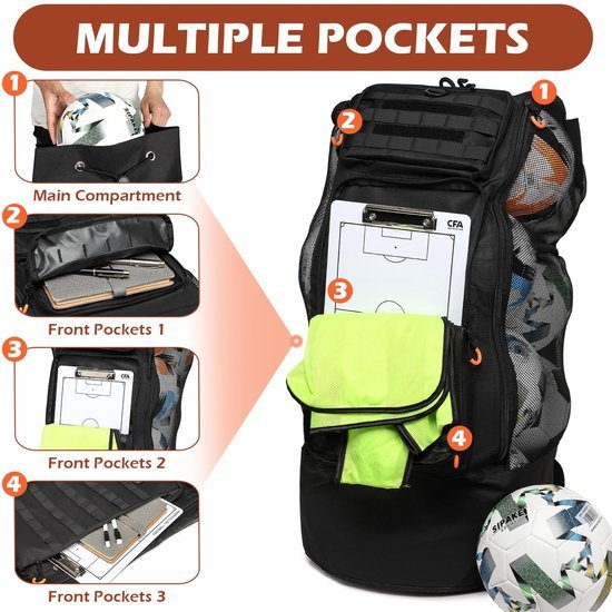 Unyqoos® Ruime en veelzijdige sporttas voor ballen met verstelbare schouderriemen Unyqoos® Ruime en veelzijdige sporttas voor ballen met verstelbare schouderriemen