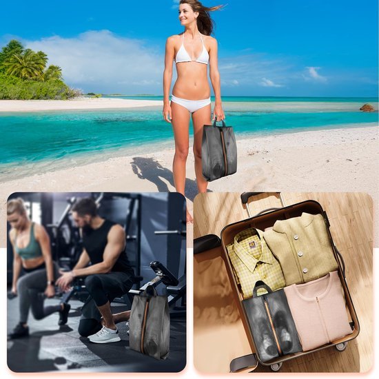 Unyqoos® Waterbestendige Schoenentassen Set van 2 met Handige Ritssluiting en Draaggreep voor Reizen en Opslag