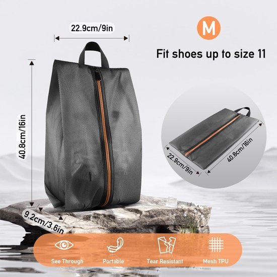Unyqoos® Waterbestendige Schoenentassen Set van 2 met Handige Ritssluiting en Draaggreep voor Reizen en Opslag
