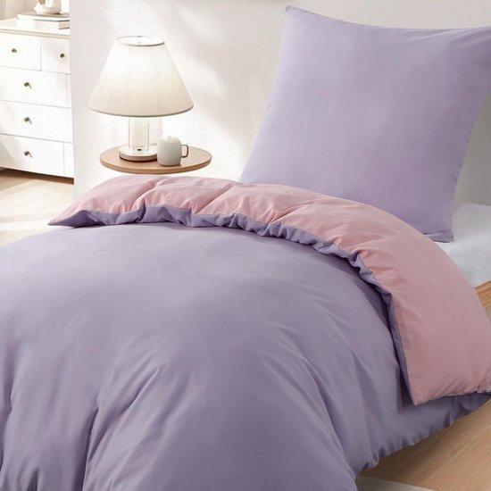 Unyqoos® Omkeerbaar tweedelig beddengoed in lavendelroze met ritssluiting en Oeko-Tex