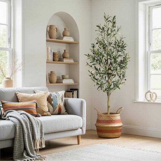 Unyqoos® Realistisch ogende kunstolijfboom van 150 cm voor decoratie binnen en buiten