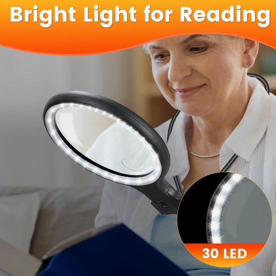 Unyqoos® Handige leesloep met flexibele hals en LED-verlichting voor nauwkeurig werk