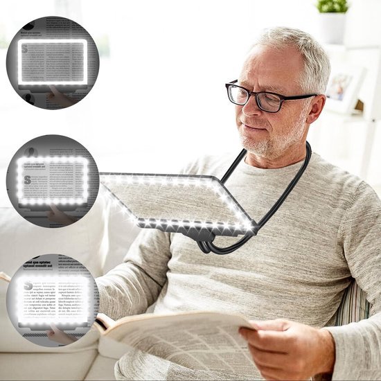 Unyqoos® Leesloep met Flexibele Zwanenhals en LED-verlichting voor Gemakkelijk Lezen