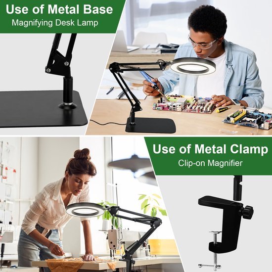 Unyqoos® Verstelbare LED-vergrootlamp met 10x vergroting en flexibele arm