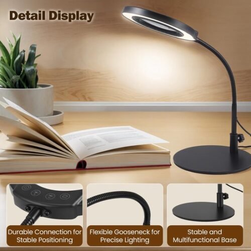 Unyqoos® Handsfree vergrootglas met verstelbare lamp en flexibele zwanenhals voor diverse toepassingen