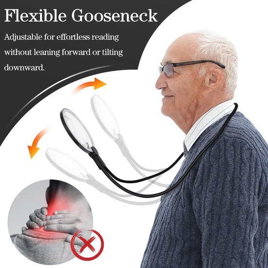 Unyqoos® Veelzijdige leesloep met verlichting voor senioren en kleine teksten
