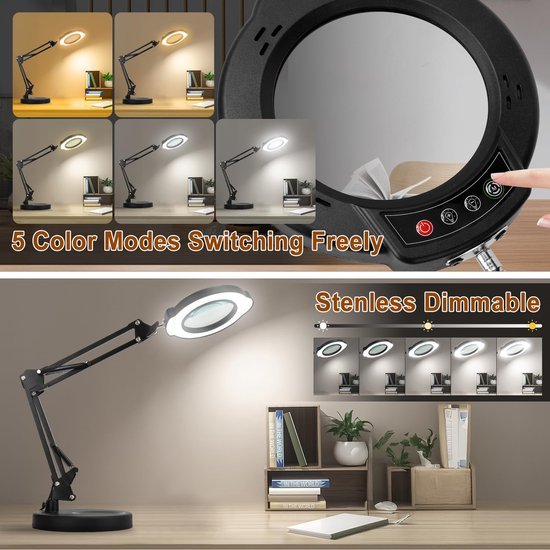Unyqoos® Verstelbaar LED-vergrootglas met Klem voor Diverse Creatieve Toepassingen