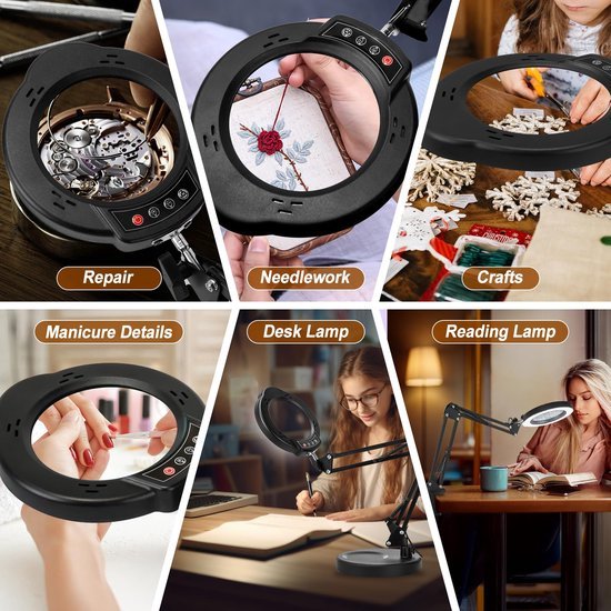 Unyqoos® Verstelbaar LED-vergrootglas met Klem voor Diverse Creatieve Toepassingen