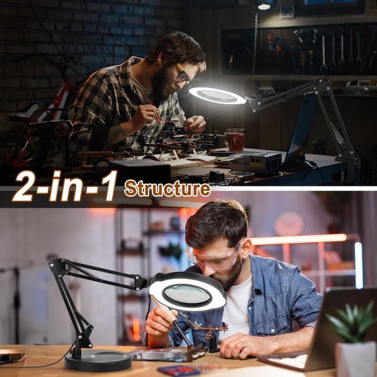 Unyqoos® Verstelbaar LED-vergrootglas met Klem voor Diverse Creatieve Toepassingen