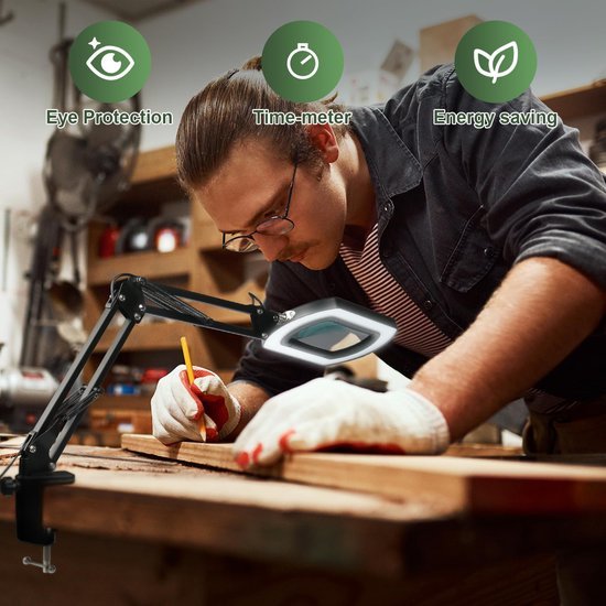 Unyqoos® Rechthoekig vergrootglas met licht en standaard voor veelzijdig gebruik