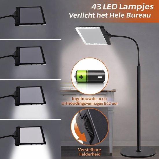 Unyqoos® Handige en flexibele loeplamp met verstelbare helderheid en USB-oplaadfunctie
