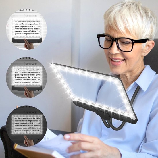 Unyqoos® Hands-free leesvergrootglas met flexibele zwanenhals en ledverlichting