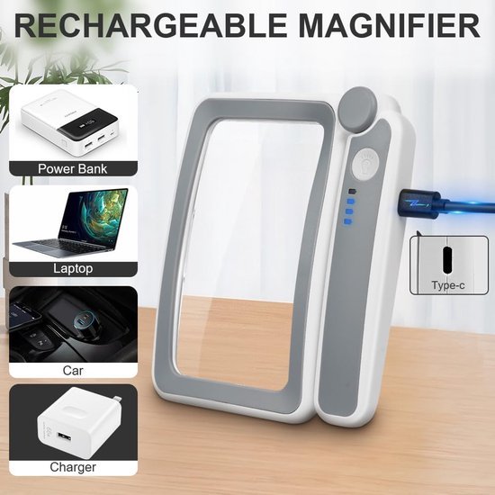 Unyqoos® Handzaam inklapbaar vergrootglas met verlichting voor lezen en handwerk
