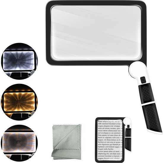 Unyqoos® Handige leesloep met verlichting en inklapbare greep voor senioren en hobbyisten