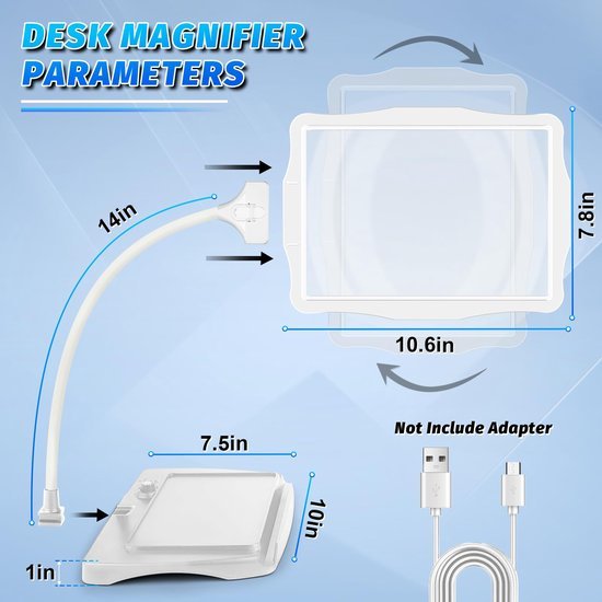 Unyqoos® Loeplamp met Flexibele Arm en Verlichting voor Handwerk en Lezen