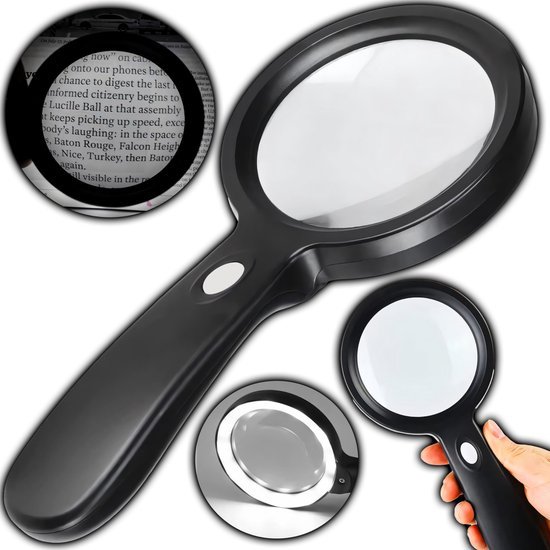 Unyqoos® Handzame leesloep met verstelbare verlichting en sterke vergroting voor veelzijdig gebruik