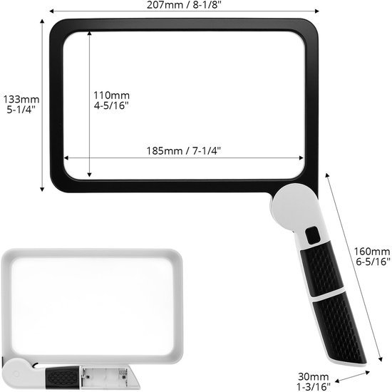 Unyqoos® Grote leesloep met LED-verlichting voor comfortabel lezen en inspecteren