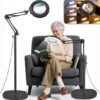 Unyqoos® Dimbare vloerlamp met vergrootglas en flexibele arm voor hobby en werk