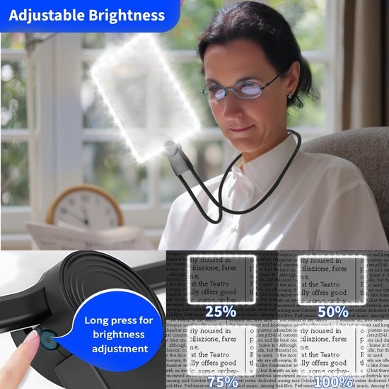 Unyqoos® Dimbare LED Leesloep met Oplaadbare Batterij en Drie Gebruiksmodi