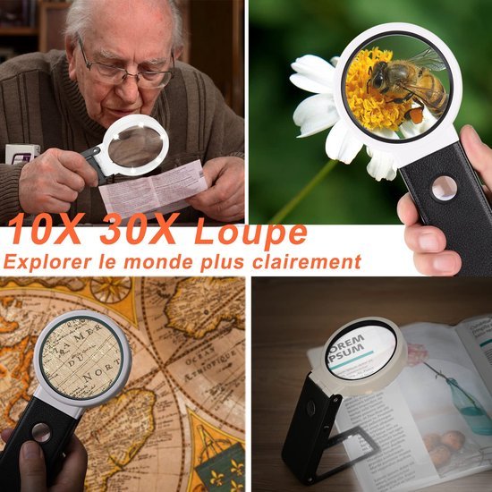 Unyqoos® Vergrootglas met LED-verlichting en opvouwbare standaard voor diverse toepassingen