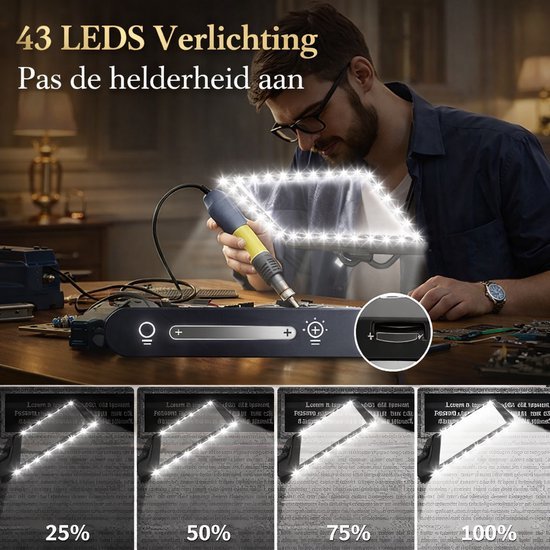 Unyqoos® Hands-free Vergrootglas met LED-verlichting en Flexibele Zwanenhals voor Lezen