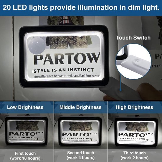 Unyqoos® Oplaadbaar LED-vergrootglas met 4x vergroting voor eenvoudig lezen
