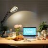 Unyqoos® Dimbare LED Bureaulamp met Vergrootglas en Klem voor Diverse Toepassingen