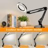 Unyqoos® Dimbare LED Bureaulamp met Vergrootglas en Klem voor Diverse Toepassingen