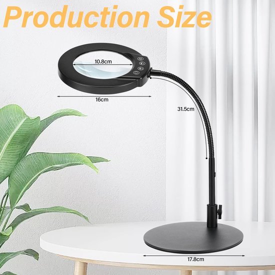 Unyqoos® Dimbare bureaulamp met vergrotingsglas en flexibele zwanenhals voor precisiewerk