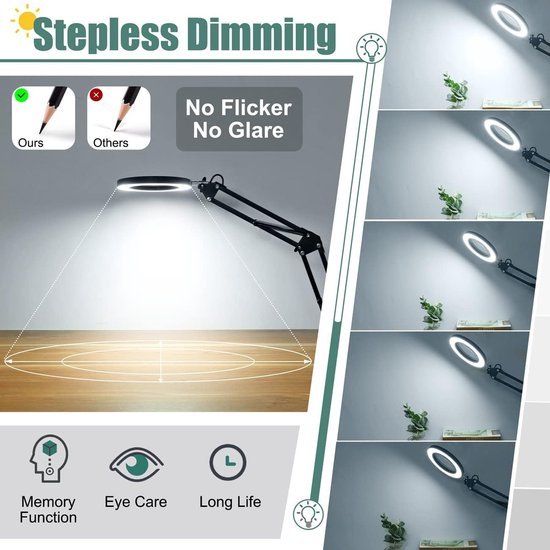 Unyqoos® Tafelvergrootglas met Verlichting en Standaard voor Nauwkeurig Werken en Lezen