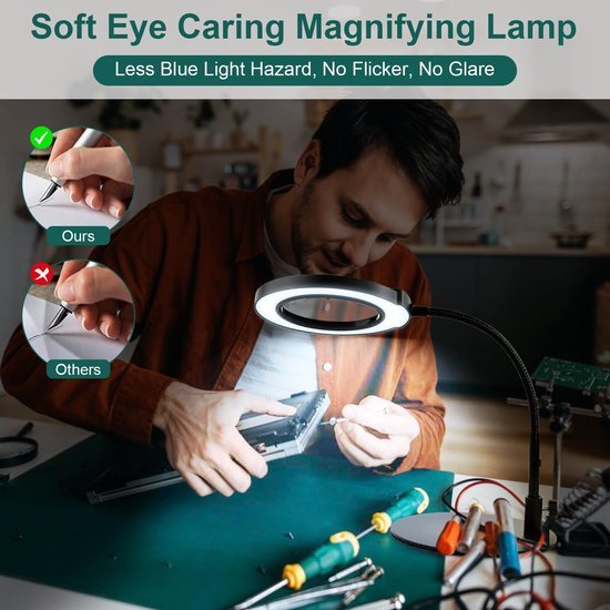 Unyqoos® Dimbare LED Vergrootlamp met Flexibele Zwanenhals en 10x Vergroting