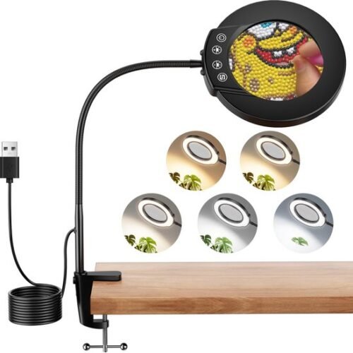 Unyqoos® Handenvrij Vergrootglas met Verlichting en Flexibele Zwanenhals voor Creatief Werk