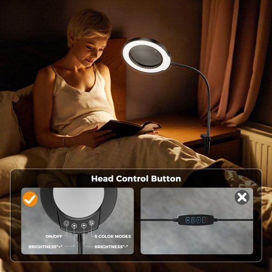 Unyqoos® Handenvrij Vergrootglas met Verlichting en Flexibele Zwanenhals voor Creatief Werk