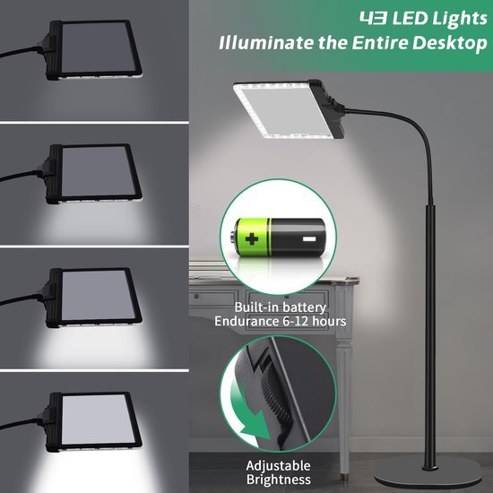 Unyqoos® Oplaadbaar vergrootglas met led-verlichting en flexibele zwanenhals voor veelzijdig gebruik extra lang
