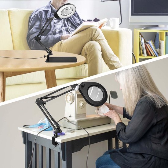 Unyqoos® Dimbare LED-vergrootlamp met verstelbare zwenkarm en sterke klem