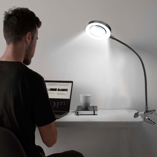 Unyqoos® Dimbare LED Vergrootlamp met Klem en Verstelbare Kleurmodi voor Precies Werk