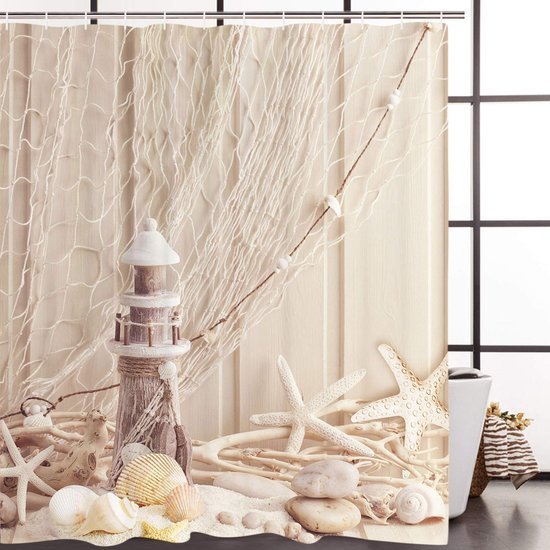 Unyqoos® Stijlvol Douchegordijn Met Strandontwerp en Anti-Schimmel Eigenschappen voor Elke Badkamer