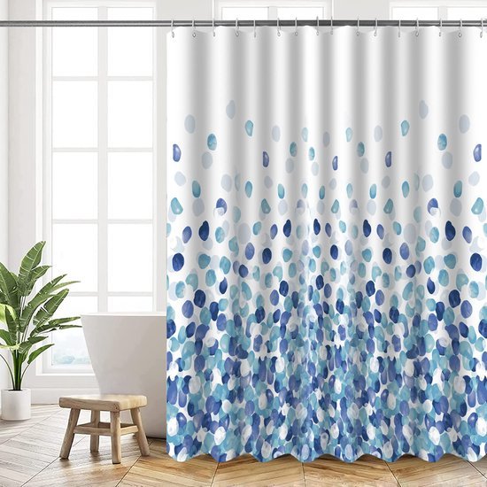 Unyqoos® Stijlvol Blauw Bubbelpatroon Douchegordijn Met Verzwaarde Zoom Voor Badkamerdecoratie