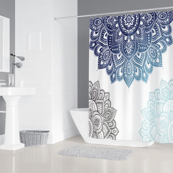 Unyqoos® Stijlvol Douchegordijn Met Boho Mandala Design En Waterafstotend Effect Voor Frisse Badkamerervaring