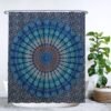 Unyqoos® Verfrissend Mandala Douchegordijn in Blauw - Waterafstotend en Schimmelwerend Met 12 Ringen