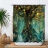 Unyqoos® Tijdloos Magisch Bos Douchegordijn Met Betoverende Elvenboom Print Voor Badkamer Elegantie