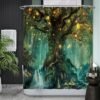 Unyqoos® Tijdloos Magisch Bos Douchegordijn Met Betoverende Elvenboom Print Voor Badkamer Elegantie